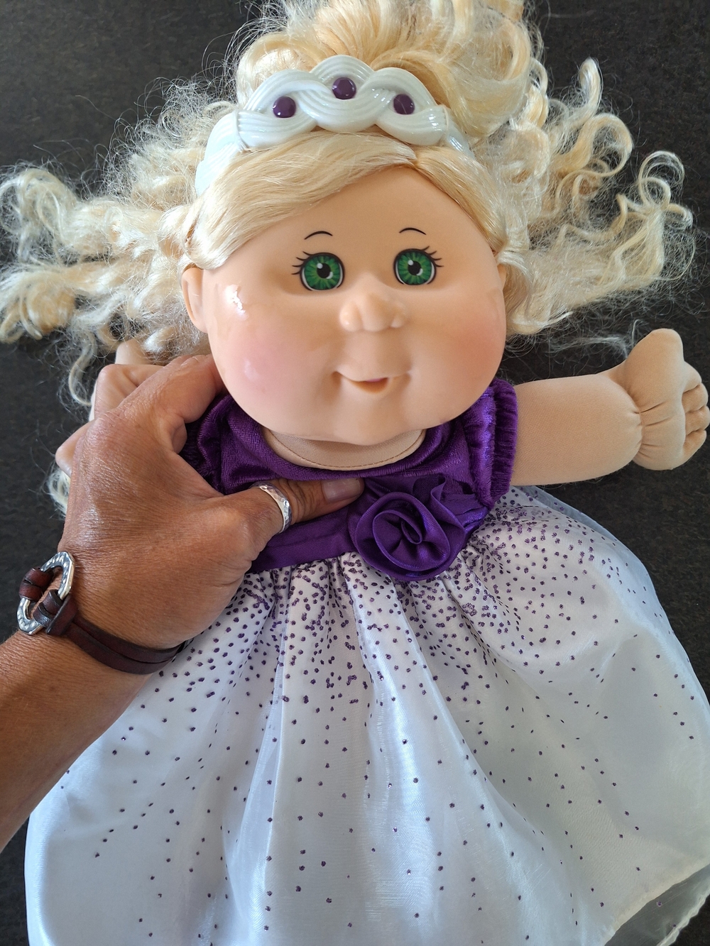 Cabbage Patch Kids Purple & White Baby Doll with Blonde Hair